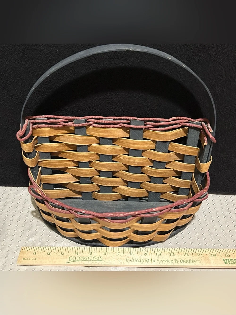 Handcrafted Basket Made In Michigan Free Standing Or Wall Hanging with Handle